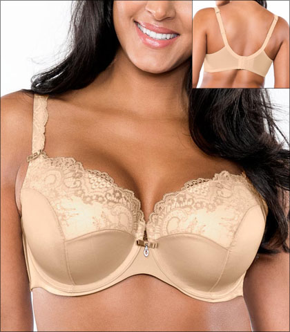 Curvy Couture Foxy Lace Bra Underwire Push Up Padded Style 1017-BND