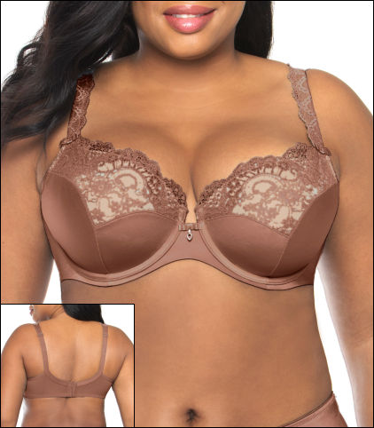 44H Bra Size in Tulip Lace by Curvy Couture Contour, Cross Back