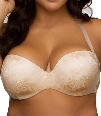 Curvy Couture Strapless Multiway Push Up Bra, Bombshell Nude, Size
