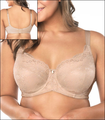 Curvy Couture Everyday Bra Underwire Four Section Cup Lined Lace Style 1207-BND