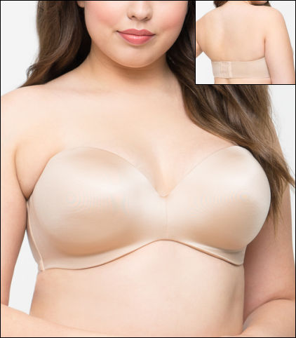 Women's Curvy Couture 1290 Smooth Strapless Multi-Way Uplift Bra (Bombshell  Nude 36H)