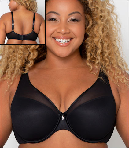 Curvy Couture Sheer Mesh Underwire Push Up Bra Style 1310-BKR
