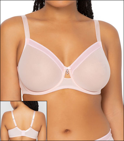 Curvy Couture Sheer Mesh Underwire Unlined Bra Style 1311-BLR