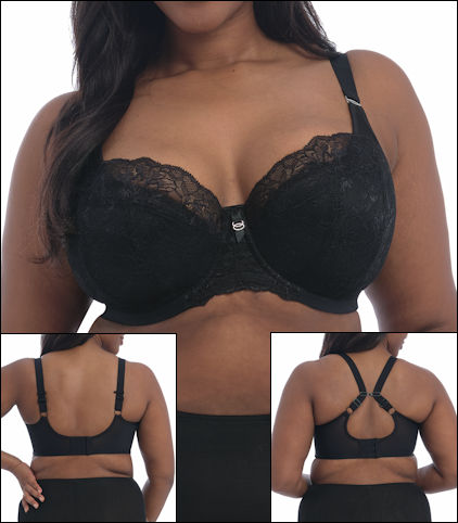 Elomi Brianna Half Cup Bra 8081 Underwired Lightly Padded Full Figure Lace  Bras