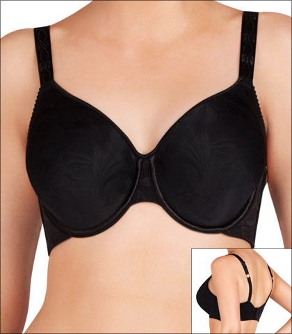 Fayreform Profile Perfect Bra Underwire Spacer Contour Embroidered Style F72-9098.BLAK