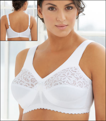 Fuller Figure Cup Soft Lace Underwire Bra - White