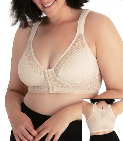 Leading Lady Nora Wire Free Shimmer Back Support Lace Bra Style
