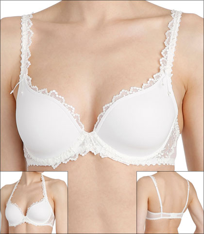 Marie Jo Jane Bra Underwire Heart Shaped Plunge Convertible Seamless Padded Embroidered Lace Style 0101336-NAT