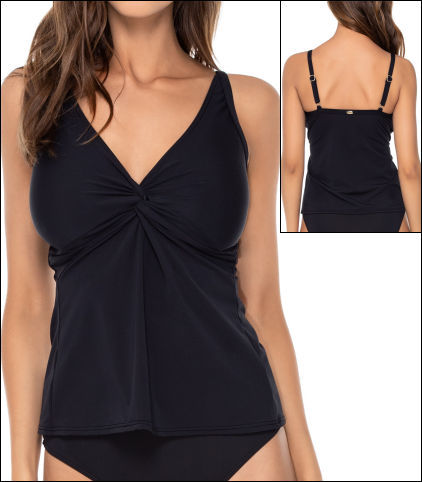 Sunsets BLACK Taylor Tankini Top Swimsuit with Underwire, US 38D
