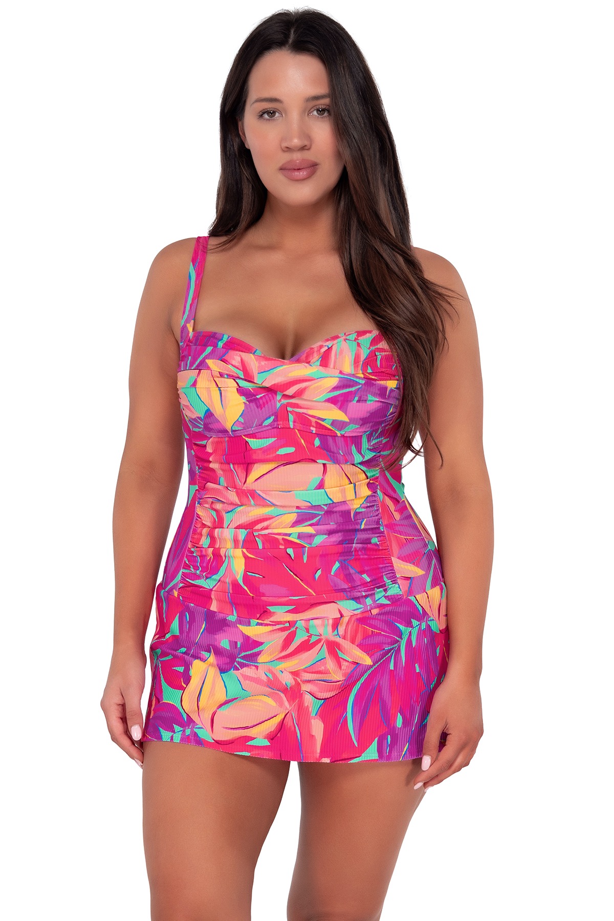 Sunsets Escape Oasis Sandbar Rib Sienna Swim Dress Style 24-OASIS-983